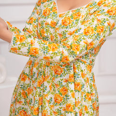 Yellow Cotton Anarkali Kurta Set – Elegant & Comfortable Ethnic Wear