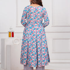 Blue Cotton Anarkali Kurta Set – Elegant & Comfortable Ethnic Wear