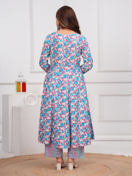 Blue Cotton Anarkali Kurta Set – Elegant & Comfortable Ethnic Wear