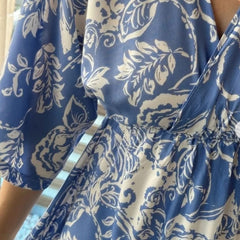 MANOJAVA Women Blue Rayon Fit & Flare Dress