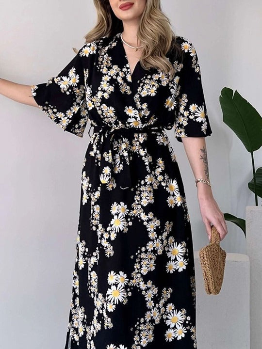 MANOJAVA Women Black Rayon Fit & Flare Dress