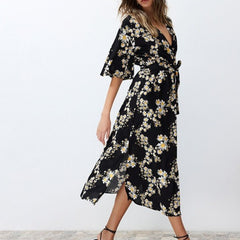 MANOJAVA Women Black Rayon Fit & Flare Dress