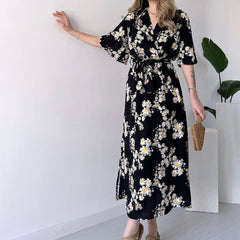 MANOJAVA Women Black Rayon Fit & Flare Dress