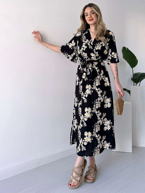 MANOJAVA Women Black Rayon Fit & Flare Dress