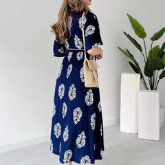 Lady blue fit and flare wrap midi dress
