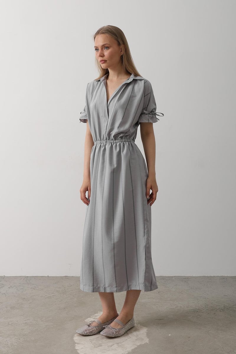 Soft grey rayon fit and flare dress women