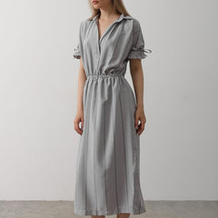 Soft grey rayon fit and flare dress women