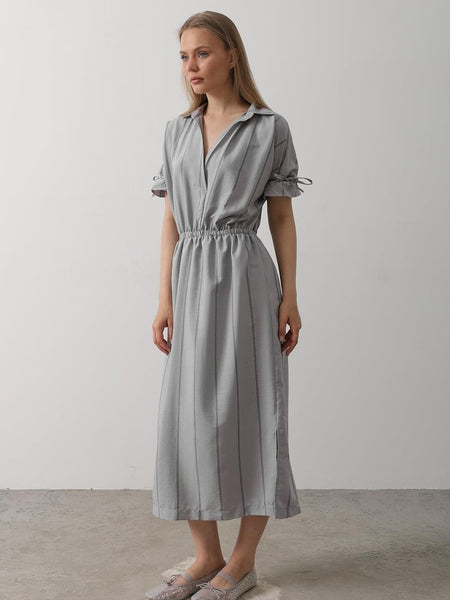 Soft grey rayon fit and flare dress women