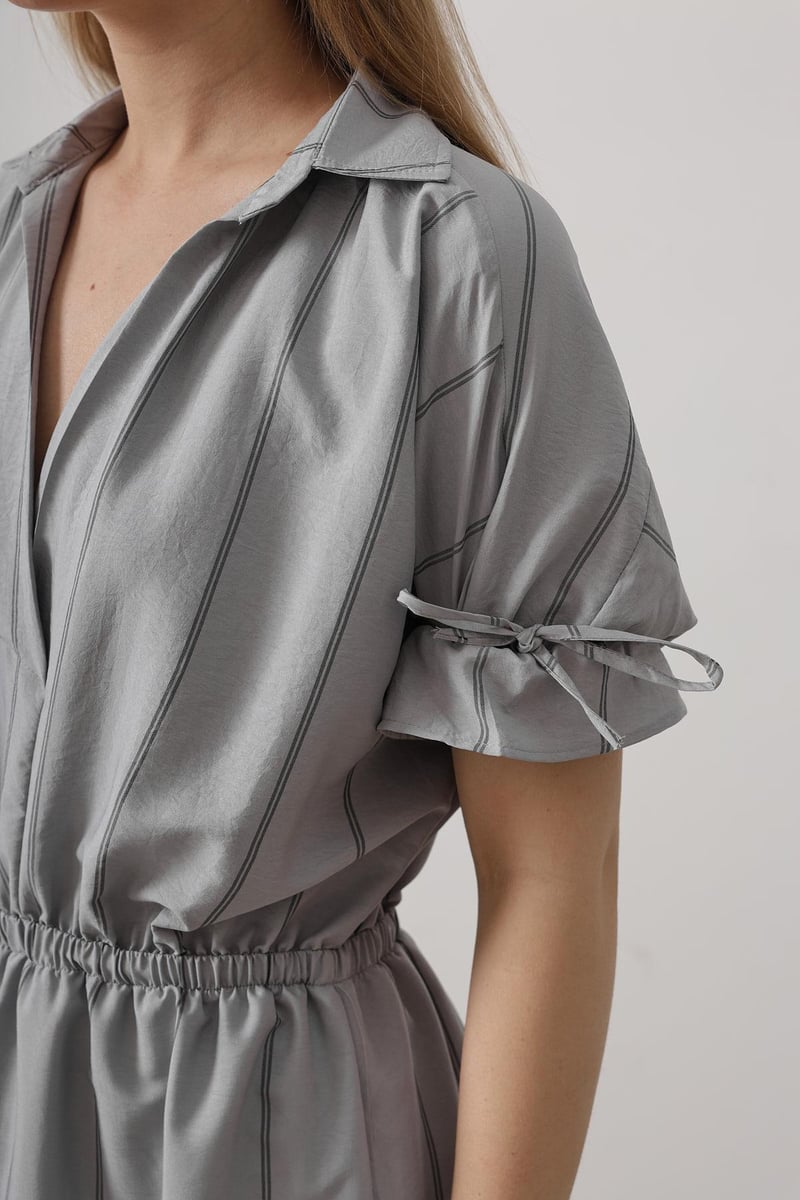 Women grey rayon dress casual office look
