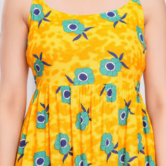 Square neck yellow floral dress girl

