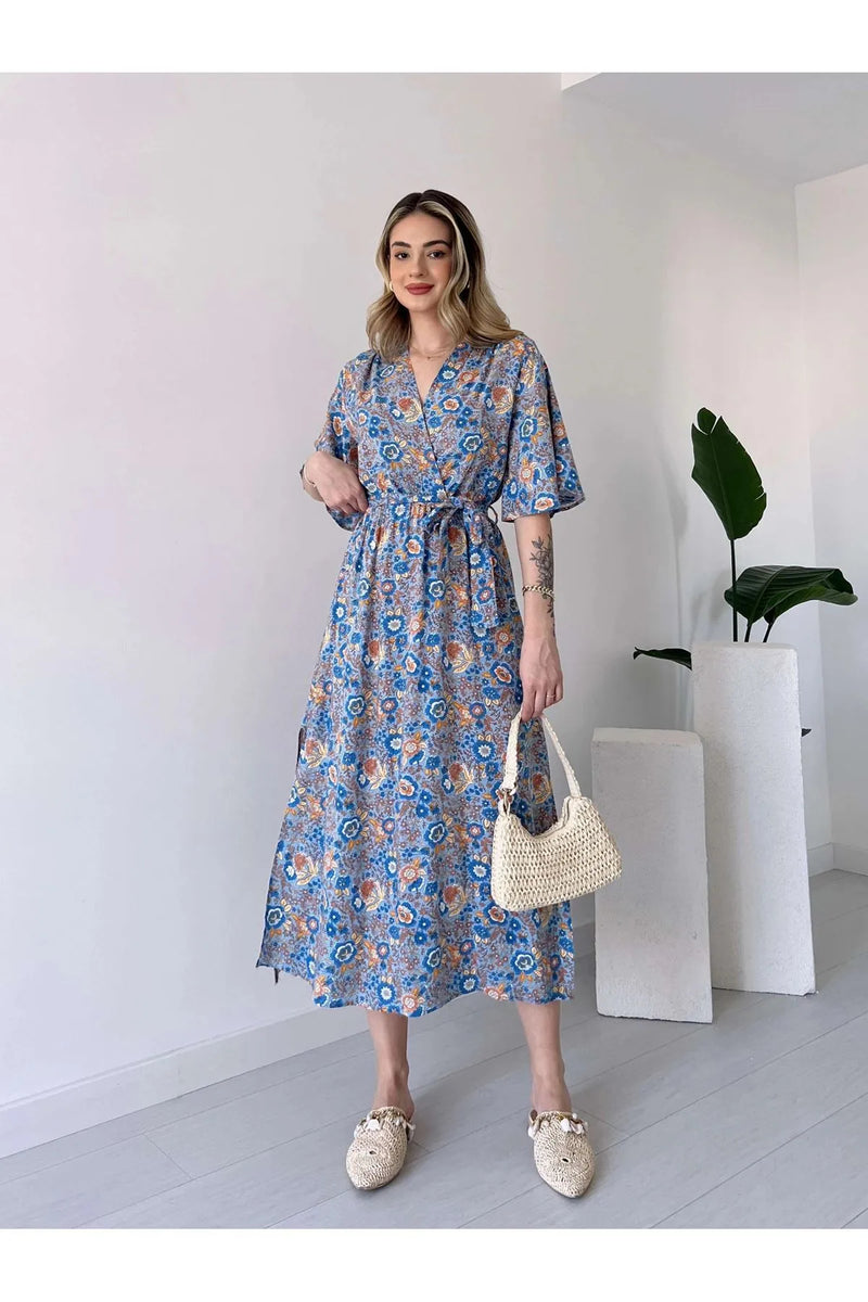 Casual multicolor floral dress woman