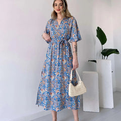 Casual multicolor floral dress woman