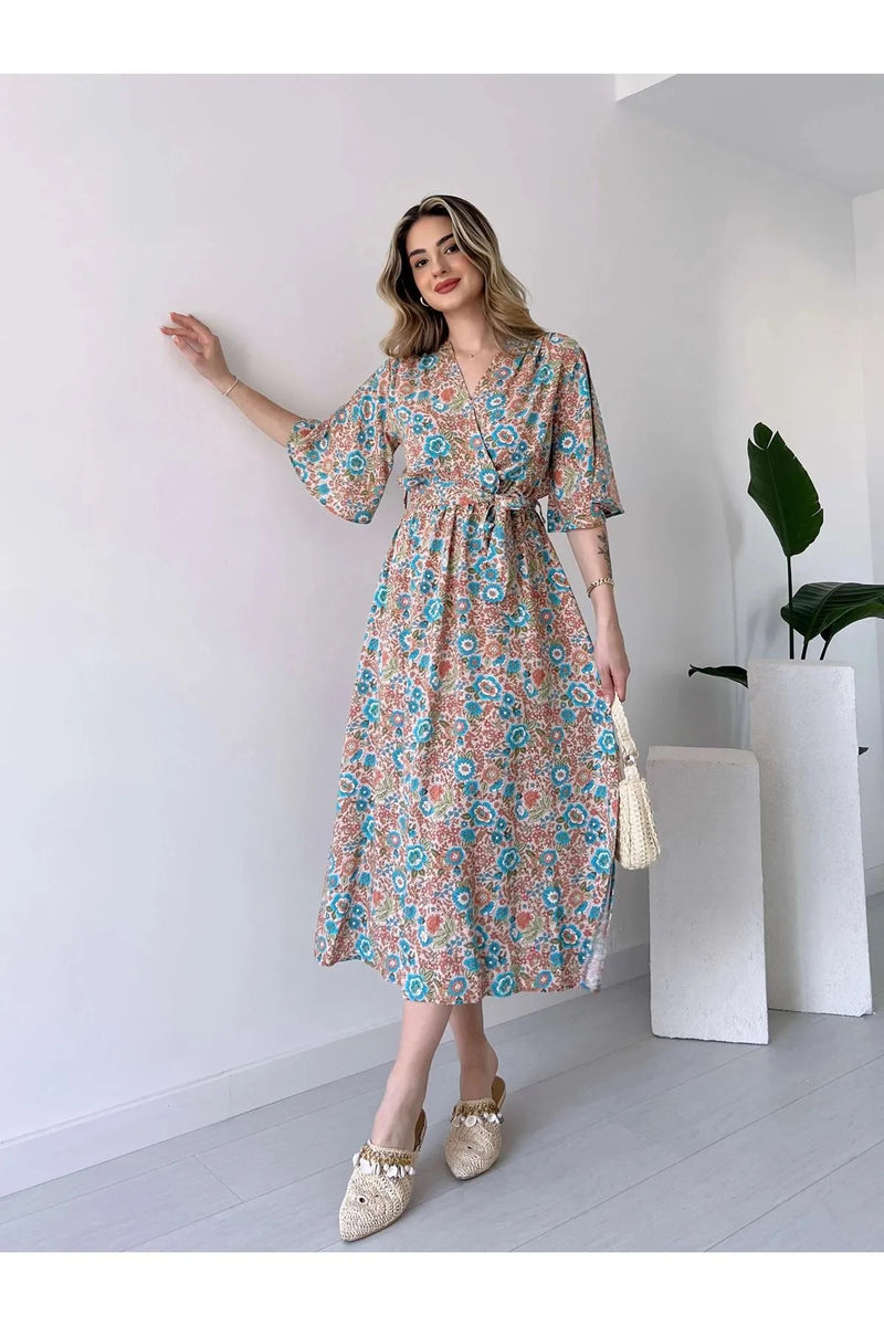 Daily wear multicolor rayon dress lady
