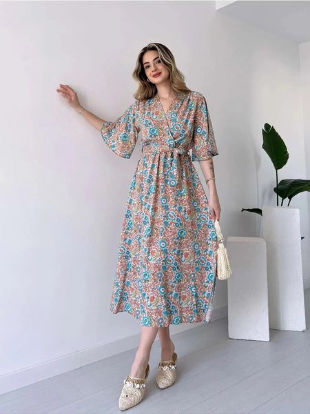 Daily wear multicolor rayon dress lady