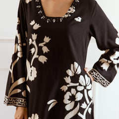 Classic Black Viscose Rayon Kurta Set with Timeless Appeal