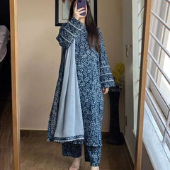 Blue Viscose Rayon Kurta Set with Smooth Comfort