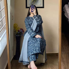 Blue Viscose Rayon Kurta Set with Smooth Comfort