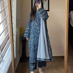 Blue Viscose Rayon Kurta Set with Smooth Comfort