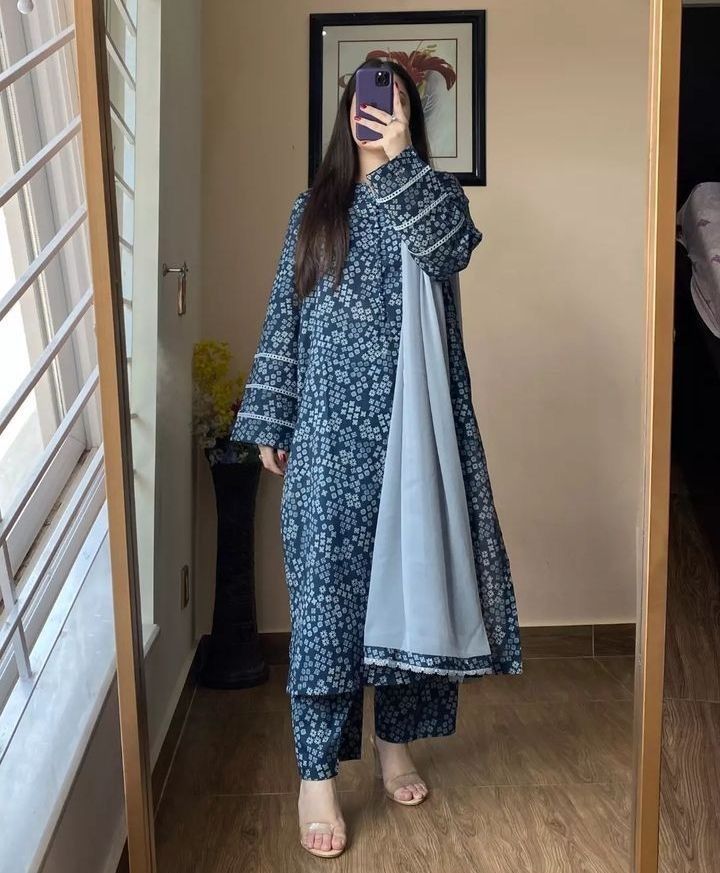 Blue Viscose Rayon Kurta Set with Smooth Comfort