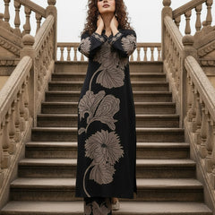 Black Pure Cotton Printed Kurta Set for Women