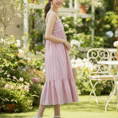 Women pink Striped Midi Dress Side image