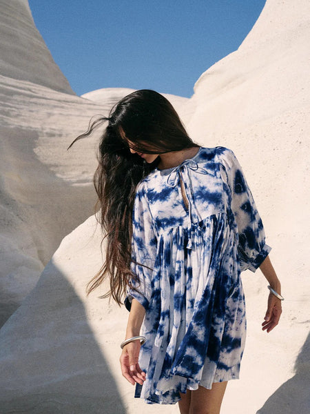 Lightweight white rayon fit and flare dress women