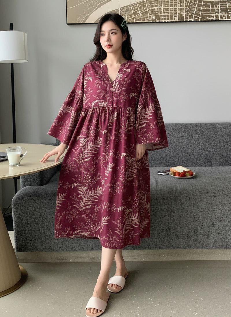 Women Magenta Printed Midi Dress Front Image