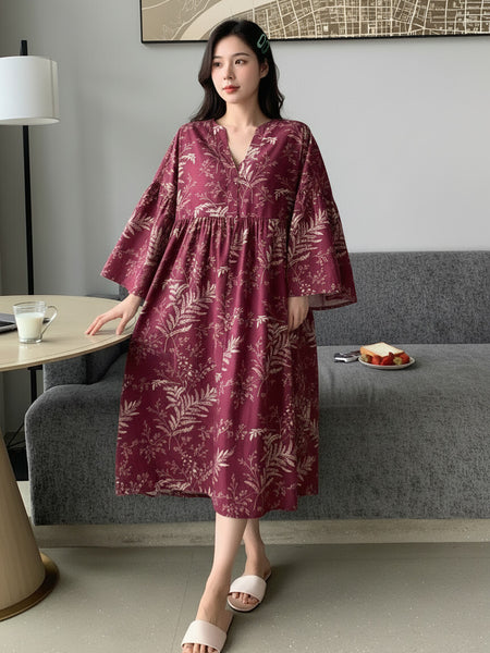 Women Magenta Printed Midi Dress Front Image