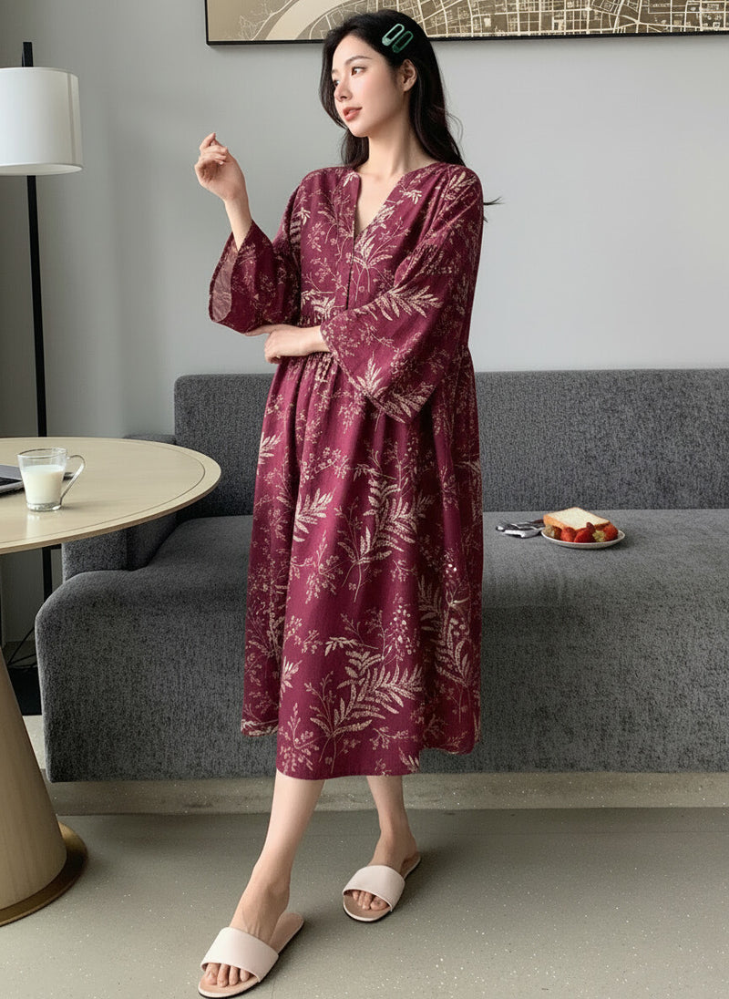 Women Magenta Printed Midi Dress Side