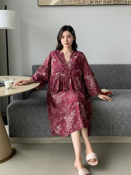 Women Magenta Printed Midi Dress Sitting Image