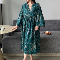 Women Dark Green Printed Midi Dress 