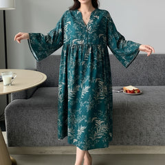 Women Dark Green Printed Midi Dress Image