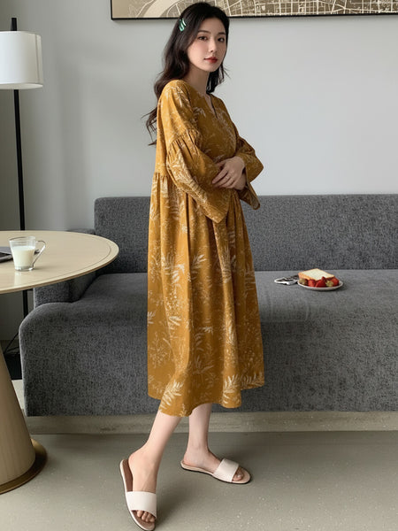Women yellow Printed Midi Dress side