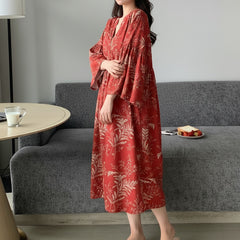 Women Red Printed Midi Dress Side
