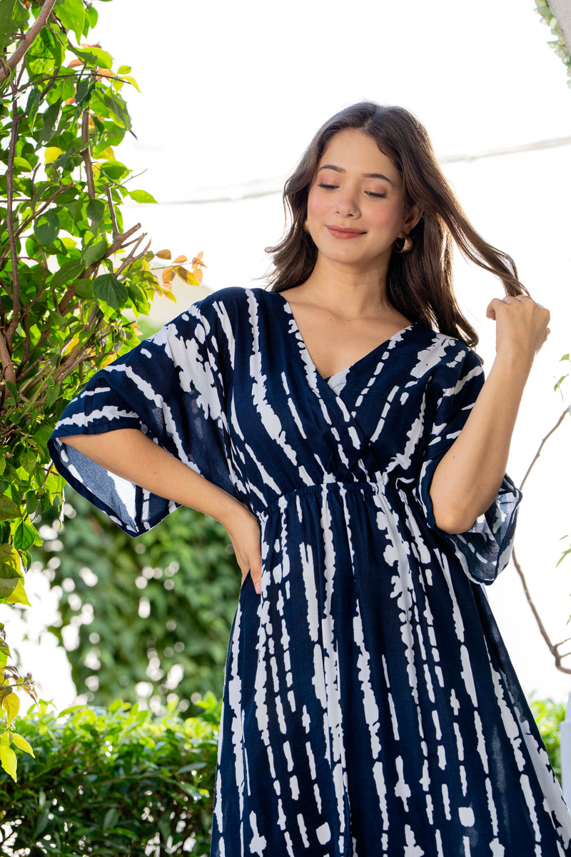Lightweight blue rayon dress for women