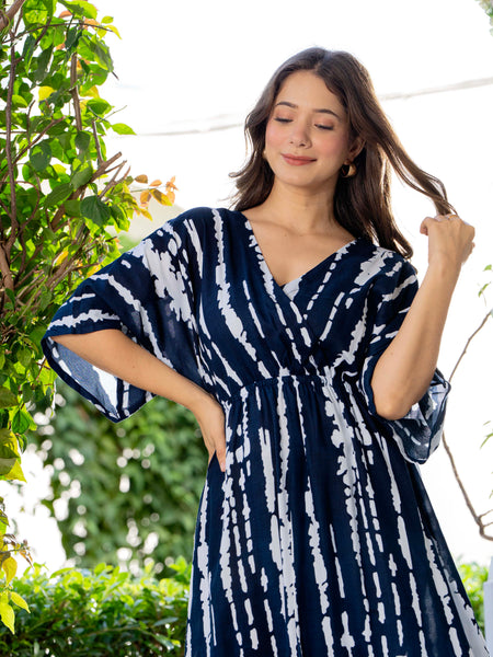 Lightweight blue rayon dress for women