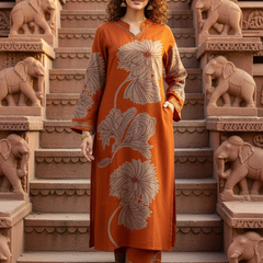 Women Orange Cotton Kurta Set