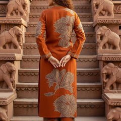 Women Orange Cotton Kurta Set