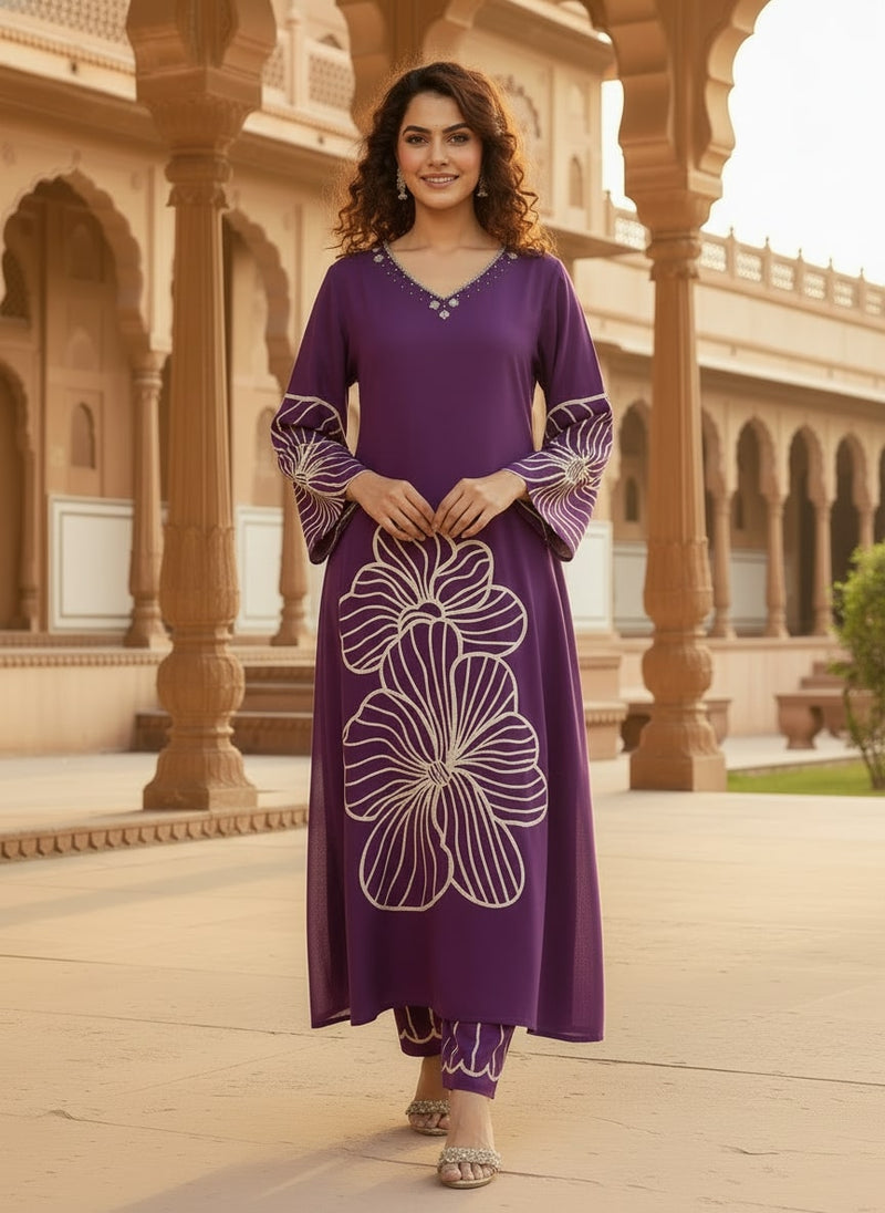 Women’s Purple Kurta Set