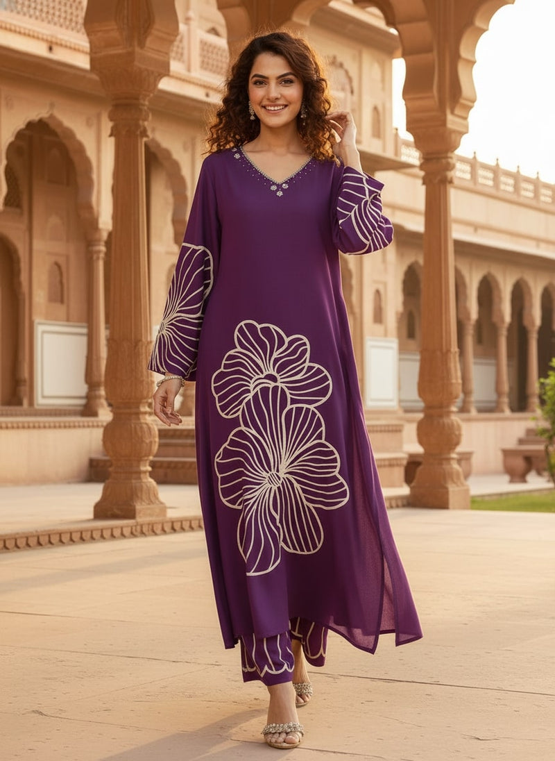 Women’s Purple Kurta Set