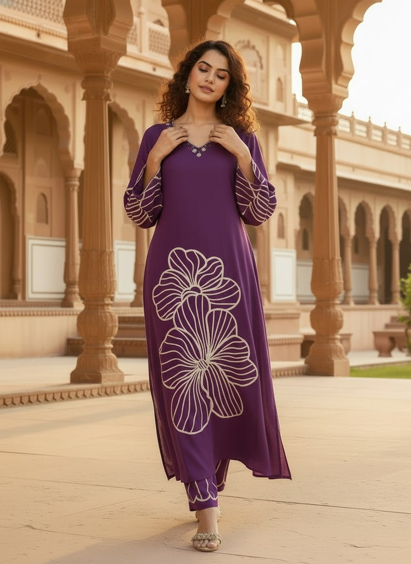 Women’s Purple Kurta Set
