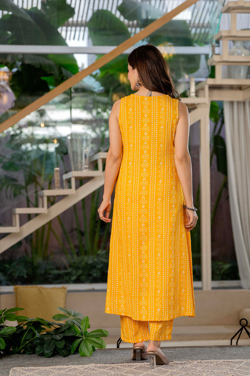 Yellow Viscose Rayon Kurta Set with Breezy Comfort