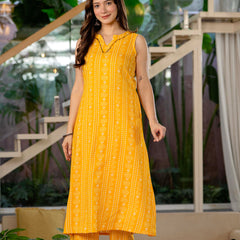 Yellow Viscose Rayon Kurta Set with Breezy Comfort