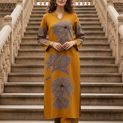 Yellow Pure Cotton Printed Kurta Set for Women