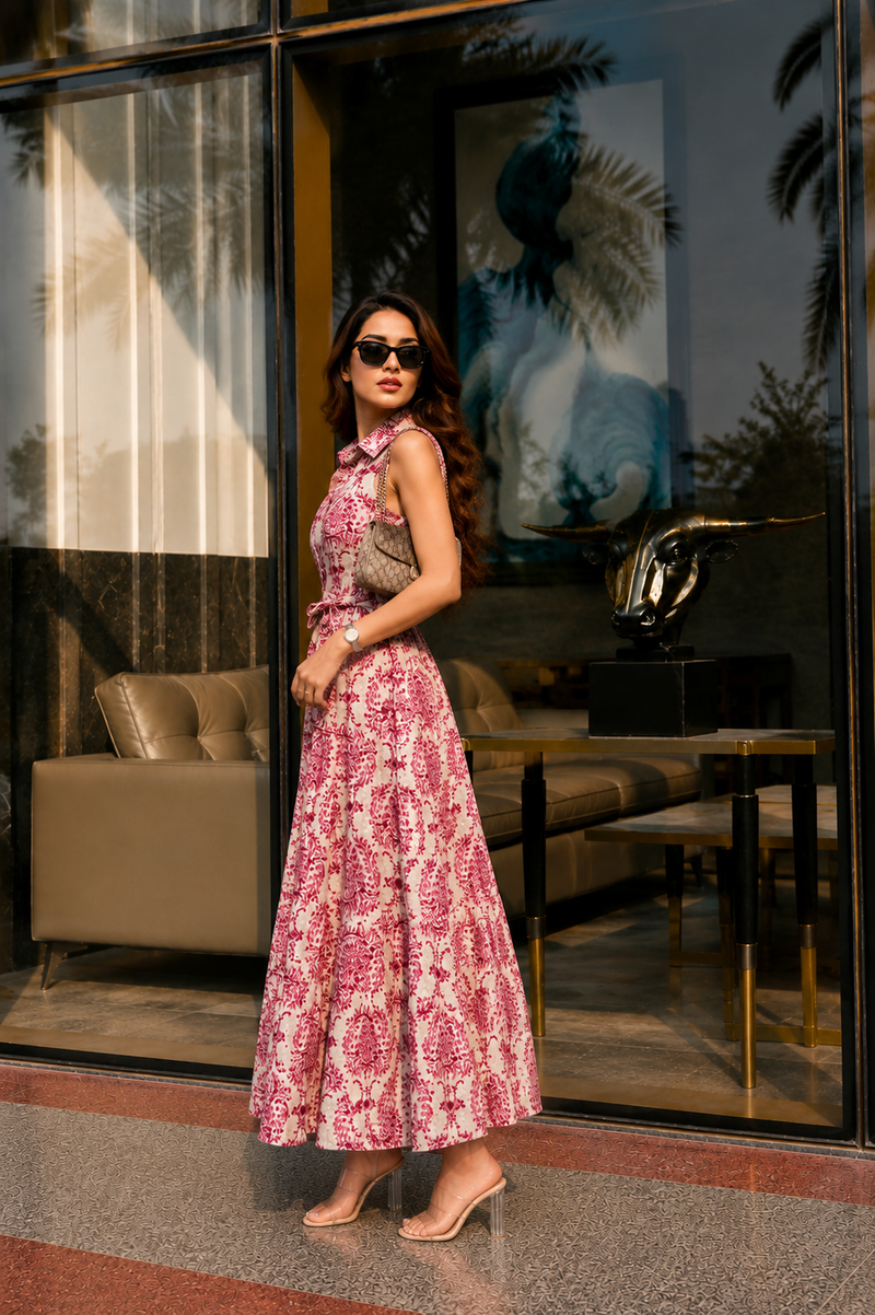 Printed Rayon Fit & Flare Dress