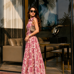 Printed Rayon Fit & Flare Dress