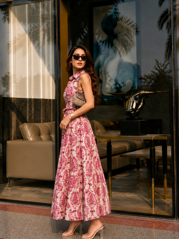 Printed Rayon Fit & Flare Dress