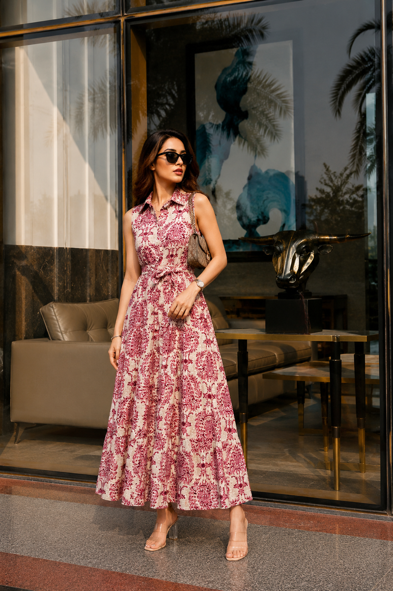 Printed Rayon Fit & Flare Dress