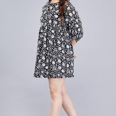 MANOJAVA Women Black Rayon Fit & Flare Dress