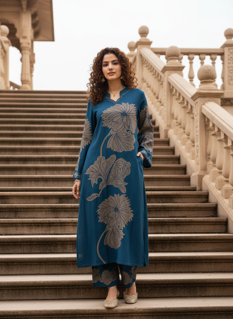 Classic Indigo Blue Cotton Kurta Set with Everyday Ease